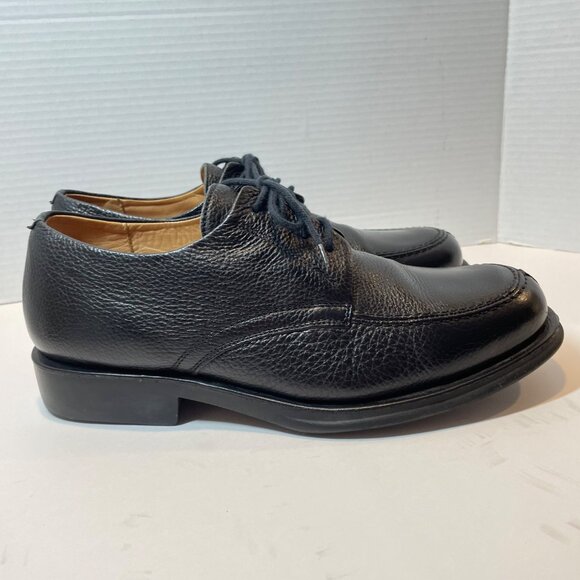 Mens Vinyard Black Pebbled Leather Lace-Up Dress Shoes With Rubber Sole 11EEE - Picture 6 of 16